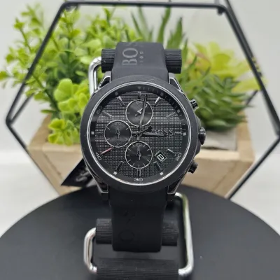 Hugo Boss Velocity Black Dial Black Rubber Strap Watch 